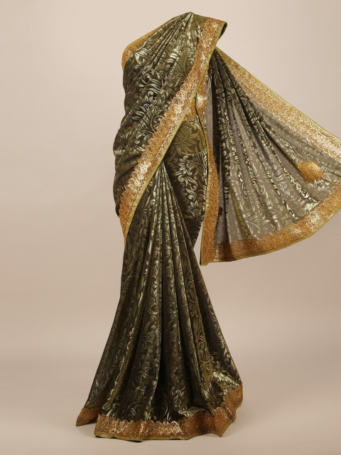 

Pothys Green Printed Jute Silk Saree