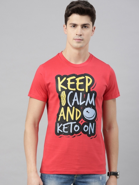 

QUANCIOUS Men Coral Printed Round Neck Organic Cotton Sustainable T-shirt