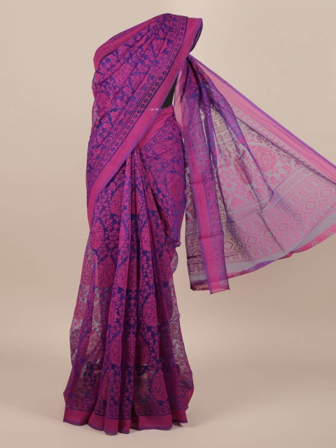 

Pothys Violet Printed Jute Silk Saree