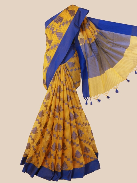 

Pothys Yellow Woven Design Supernet Saree
