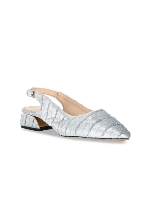 

GIRL EXCUSE Women Silver-Toned Printed Pumps