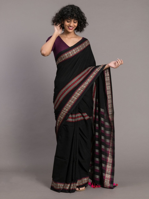 

Suta Black & White Pure Cotton Solid Saree