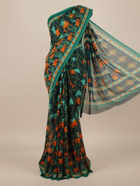

Pothys Green Printed Poly Chiffon Saree