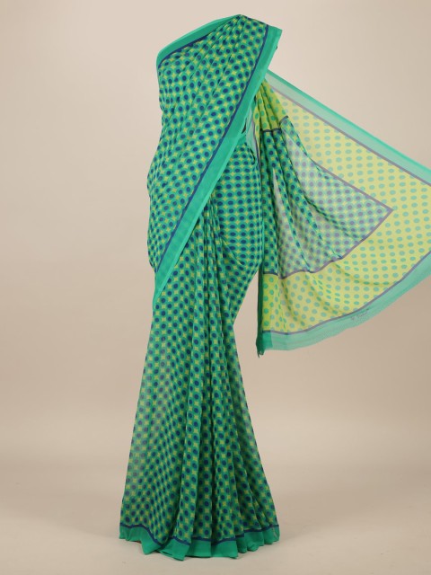 

Pothys Green Printed Poly Chiffon Saree