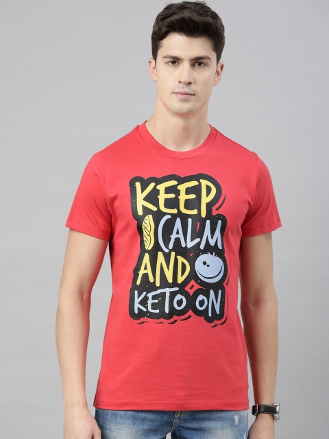 

QUANCIOUS Men Coral Printed Round Neck Organic Cotton Sustainable T-shirt