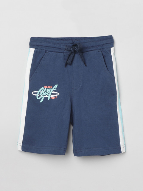 

max Boys Blue Printed Regular Fit Cotton Shorts