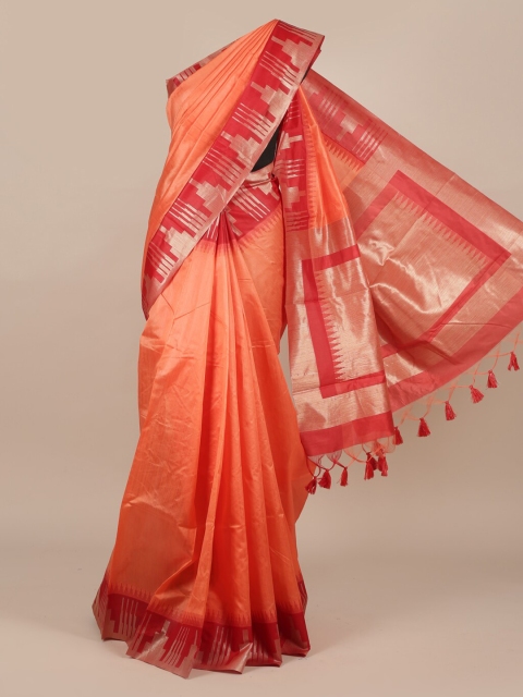 

Pothys Peach-Coloured Woven Design Jute Silk Saree