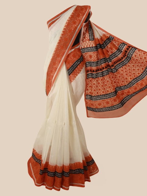 

Pothys White Solid Supernet Saree