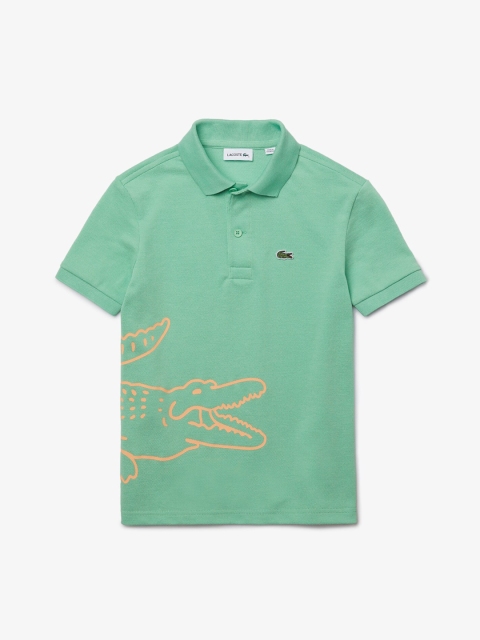 Lacoste Boys Green & Orange Brand Logo Printed Polo Collar T-shirt