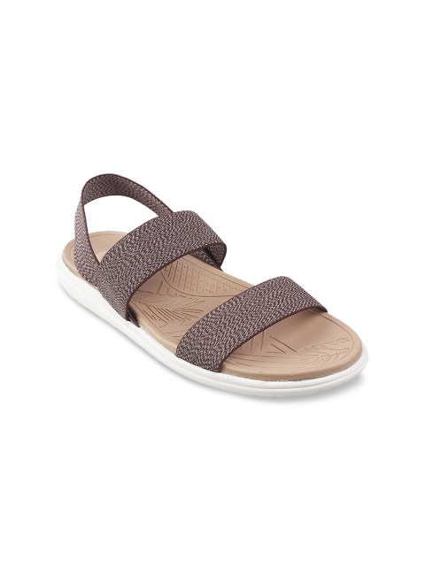 

Mochi Women Brown & Grey Striped Open Toe Flats