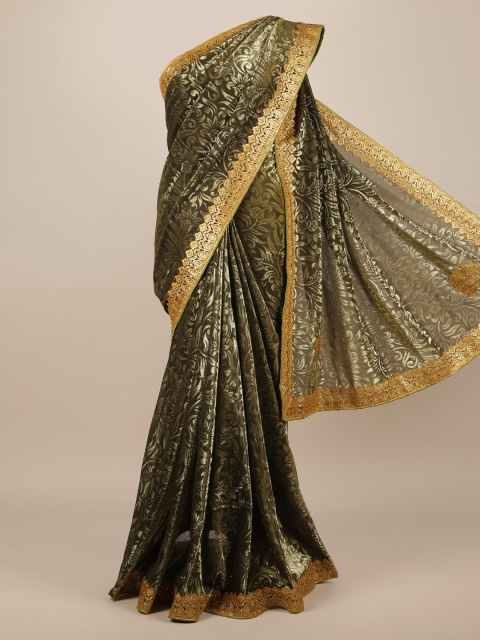 

Pothys Green Printed Jute Silk Saree