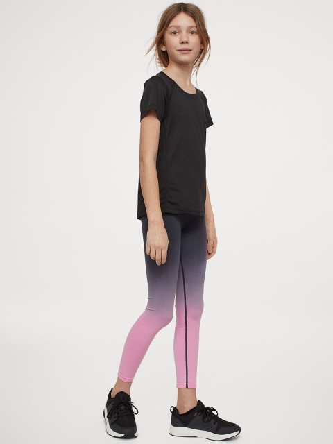 

H&M Girls Black & Pink Seamless Sports Tights