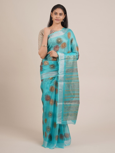 

Pothys Blue Printed Tissue Saree