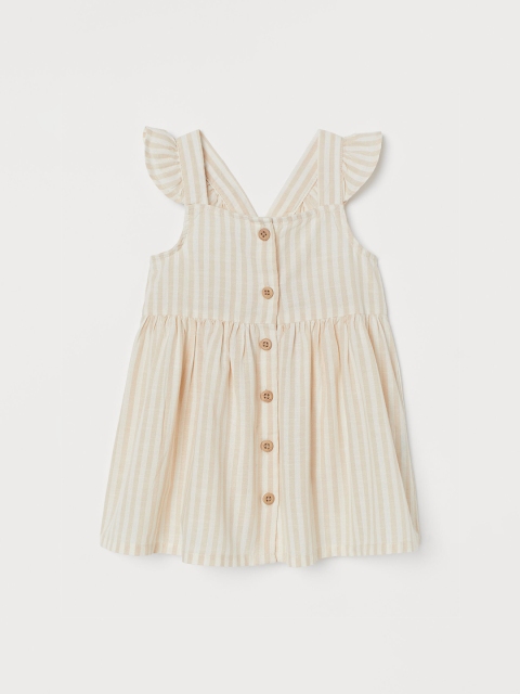 

H&M Girls Beige Striped Cotton Dress