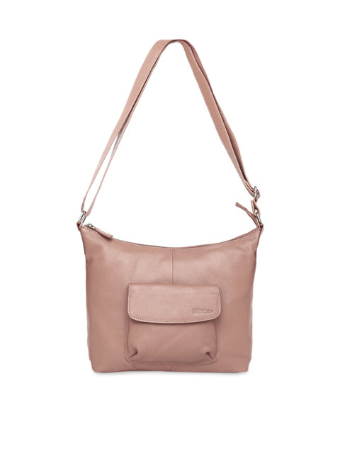 

WildHorn Pink Solid Leather Hobo Bag