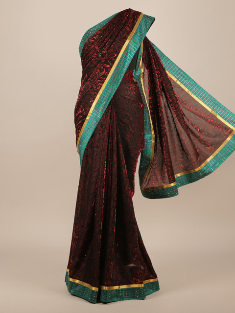 

Pothys Maroon Printed Jute Silk Saree