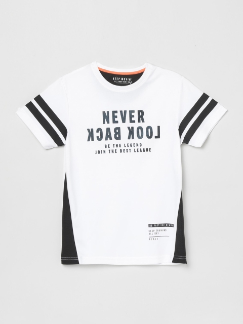 

max Boys White Printed Round Neck T-shirt