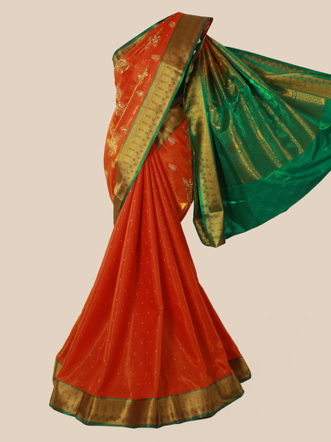 

Pothys Orange Woven Design Art Silk Saree