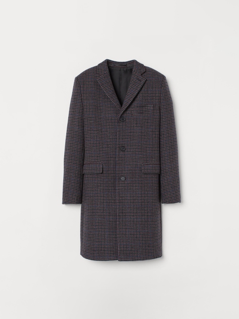 

H&M Men Charcoal Grey Wool-Blend Coat