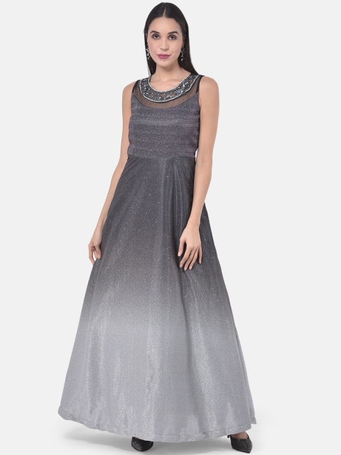 

Neerus Women Silver-Coloured Embellished Maxi Dress