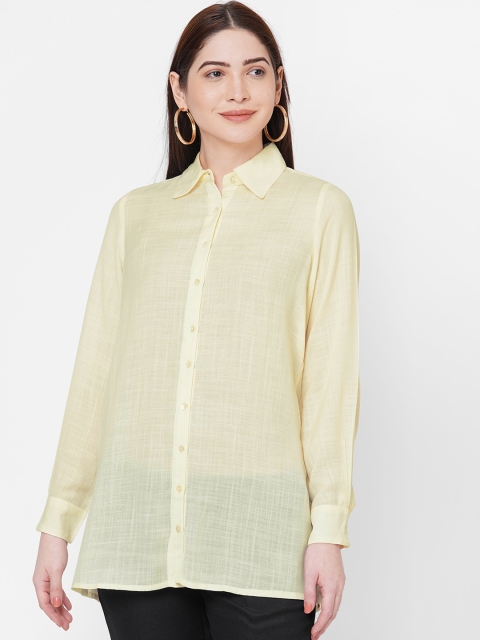 

109F Women Yellow Regular Fit Solid Casual Shirt