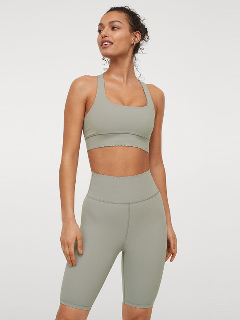 

H&M Women Grey & Green Shaping Cycling Shorts