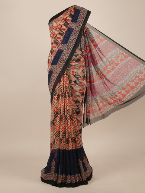 

Pothys Multicoloured Checked Poly Chiffon Saree, Multi