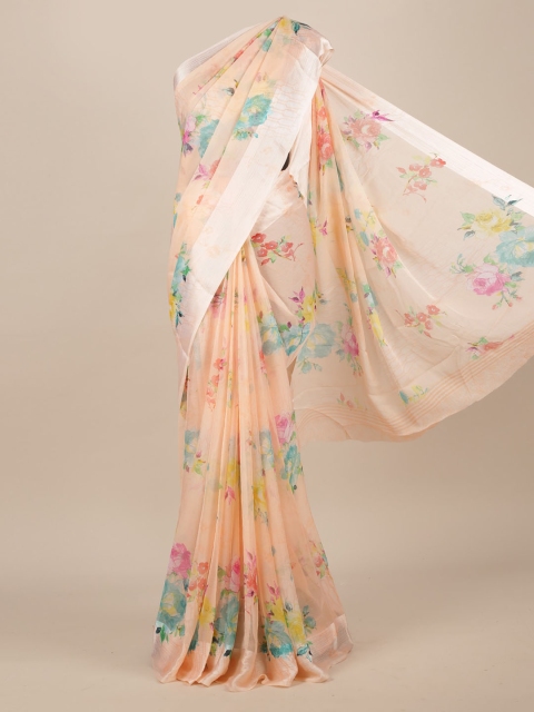 

Pothys Peach-Coloured Printed Poly Chiffon Saree