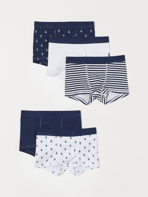 

H&M Boys White & Navy Blue 5-Pack Boxer Shorts 0767126019