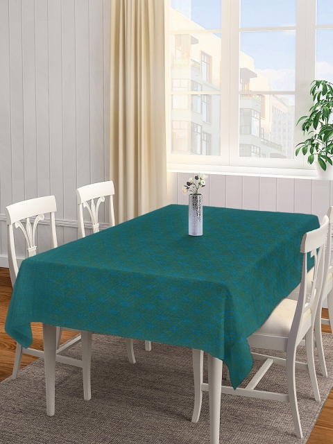 

NEUDIS Teal Blue & Green Geometric Pure Cotton Jacquard 6-Seater Rectangular Table Cover