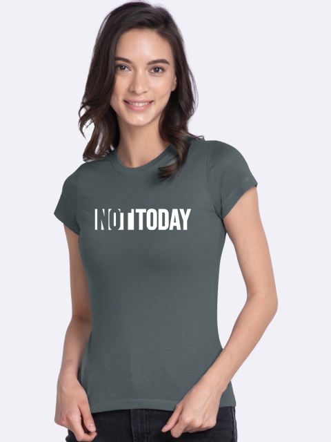 

Bewakoof Women Grey Printed Cotton Round Neck T-shirt