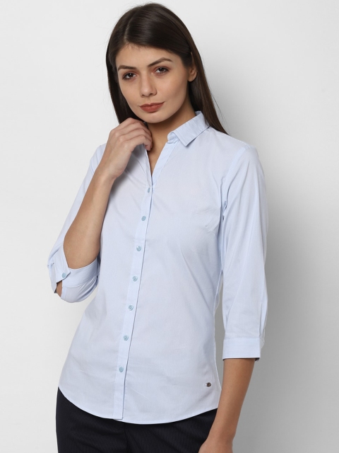

Allen Solly Woman Women Blue Regular Fit Striped Casual Shirt