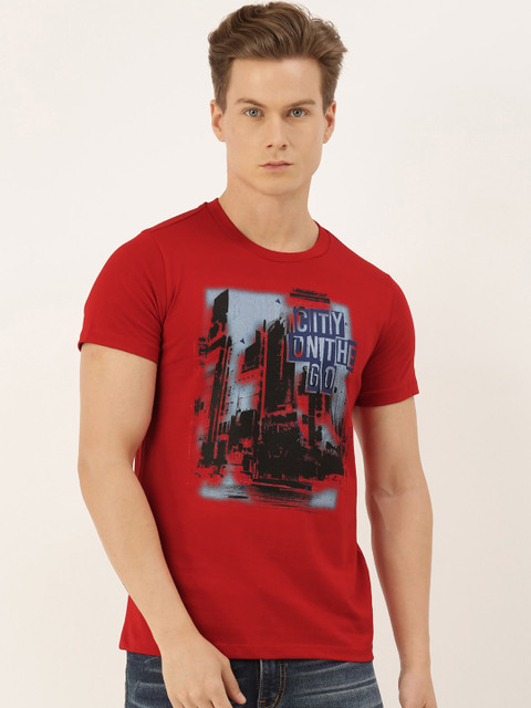 

QUANCIOUS Men Red Solid V-Neck Sustainable T-shirt