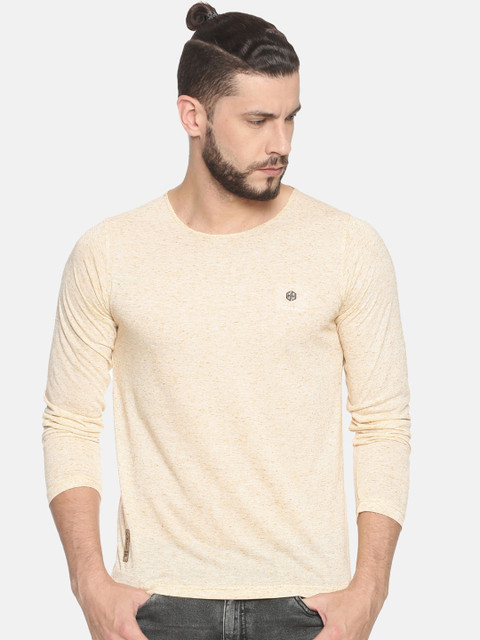 

HALTON HILLS Men Beige Solid Round Neck T-shirt