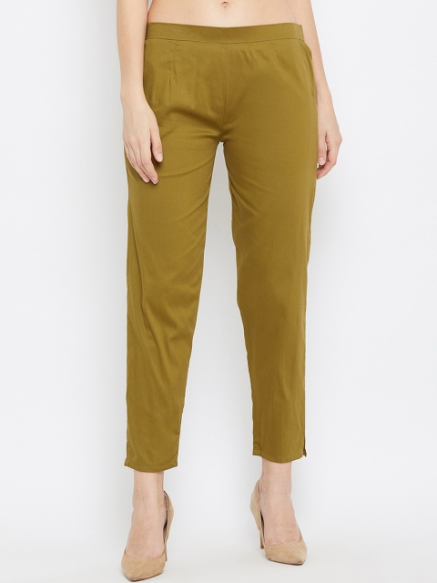 

Baani Creations Women Olive Green Regular Fit Solid Trousers