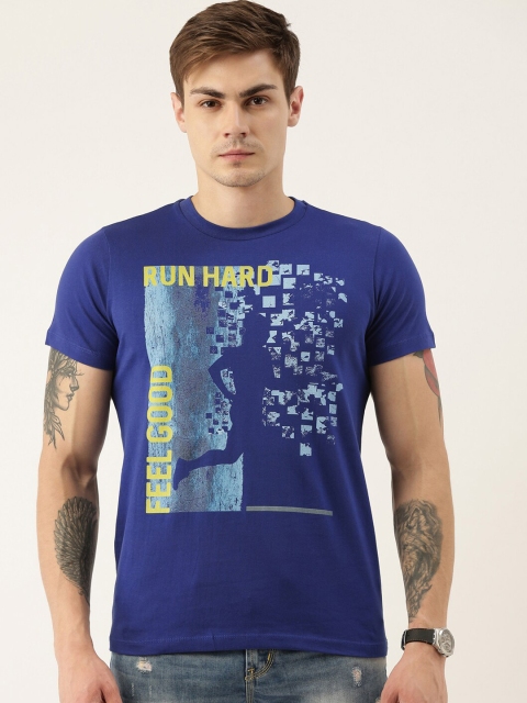 

QUANCIOUS Men Blue Graphic Printed Organic Cotton Round Neck Sustainable T-shirt