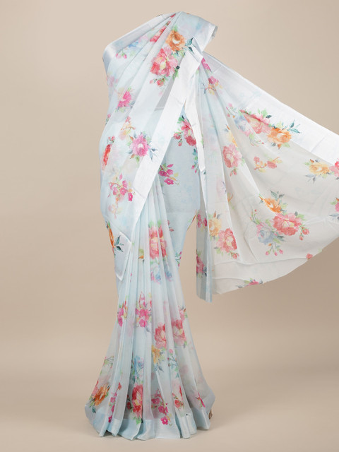 

Pothys Blue Printed Poly Chiffon Saree