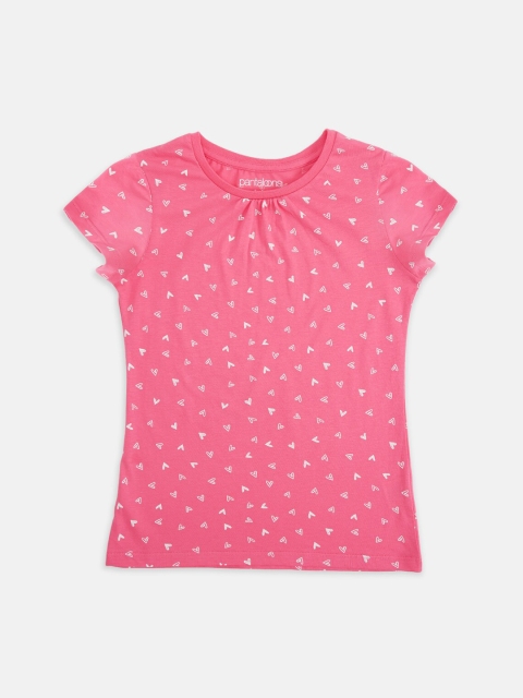 

Pantaloons Junior Girls Pink Printed Round Neck Cotton Pure Cotton T-shirt