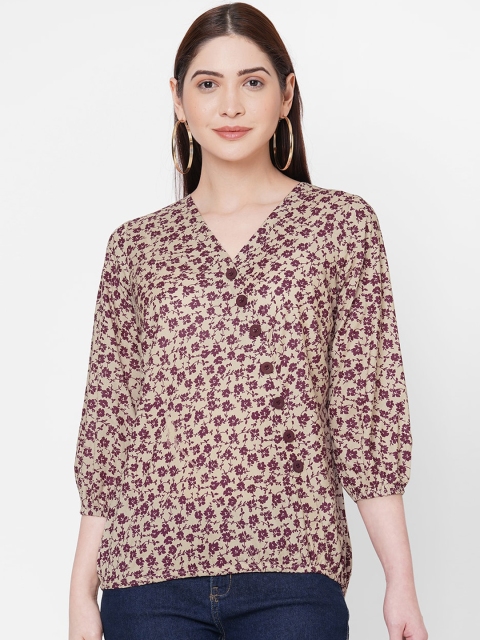 109F Purple Printed Wrap Top
