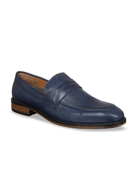 

Aditi Wasan Men Navy Blue Solid Leather Formal Penny Loafers