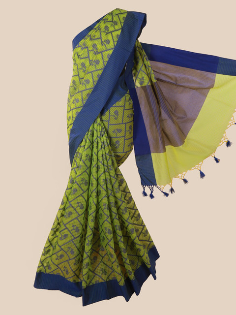 

Pothys Green & Blue Supernet Woven Design Saree
