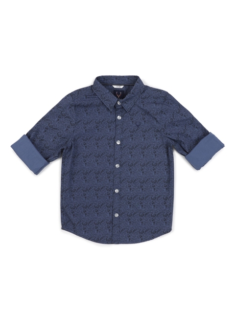 

Allen Solly Junior Boys Blue & Black Regular Fit Printed Cotton Casual Shirt