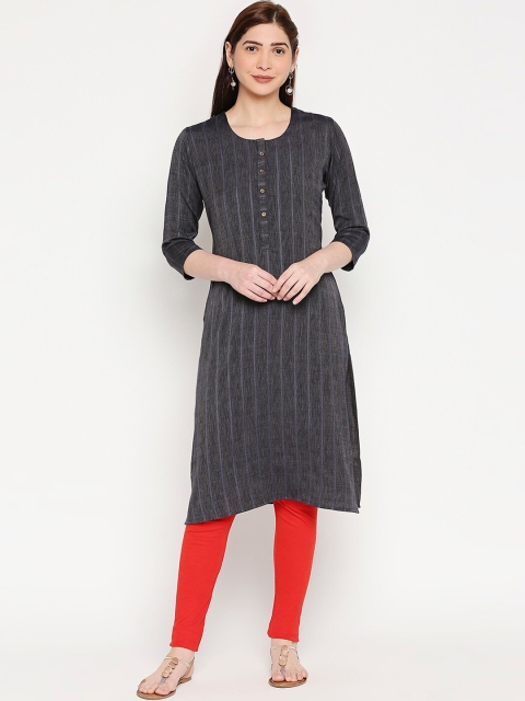 

ZRI Women Grey Striped Kurta