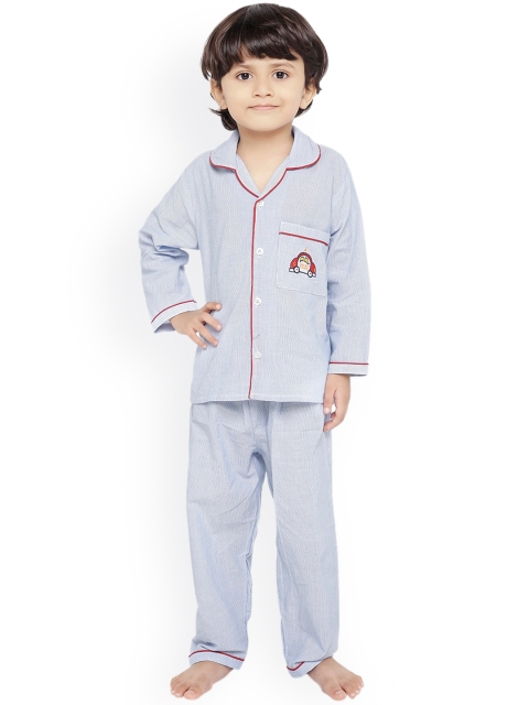 

Knitting Doodles Kids Blue & Red Printed Night Suit
