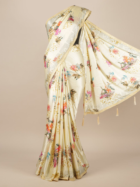 

Pothys Cream-Coloured Woven Design Satin Saree