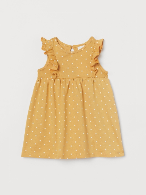 

H&M Girls Yellow Flounce-Trimmed Jersey Dress