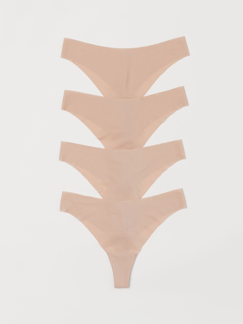 

H&M Women Beige Solid 4-Pack Brazilian Briefs 0972727002