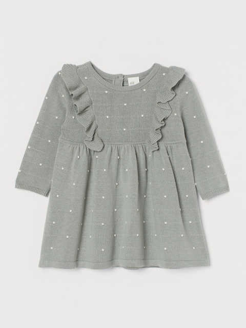

H&M Girls Green Textured-Knit Dress