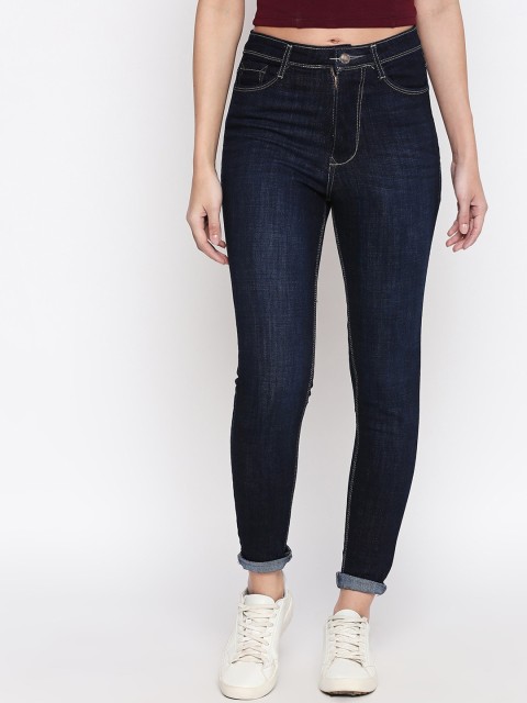 

PURPLE WATER Women Navy Blue Slim Fit High-Rise Cotton Clean Look Jeans