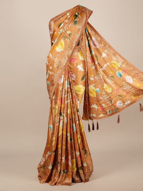 

Pothys Brown Printed Satin Saree